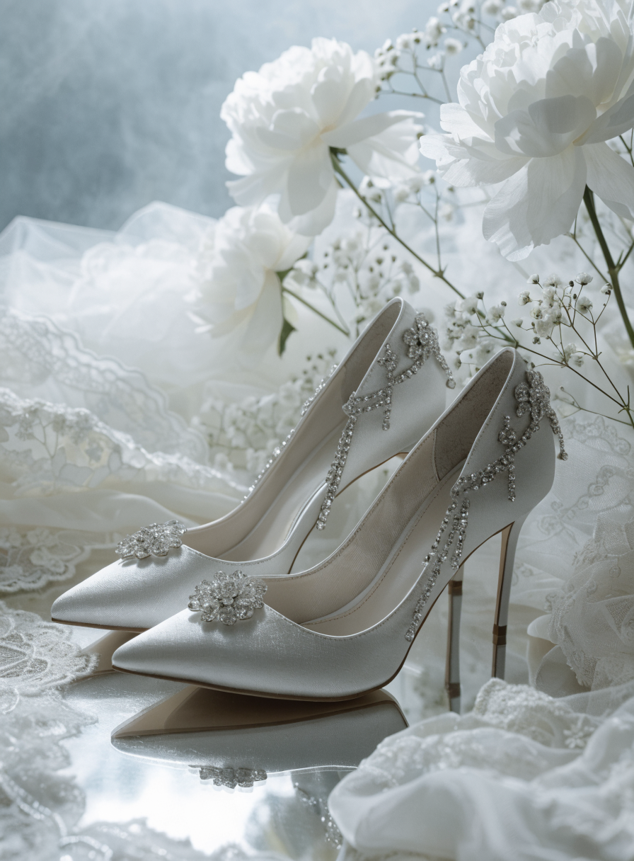 Chaussures de mariée Angel Alarcon en satin blanc